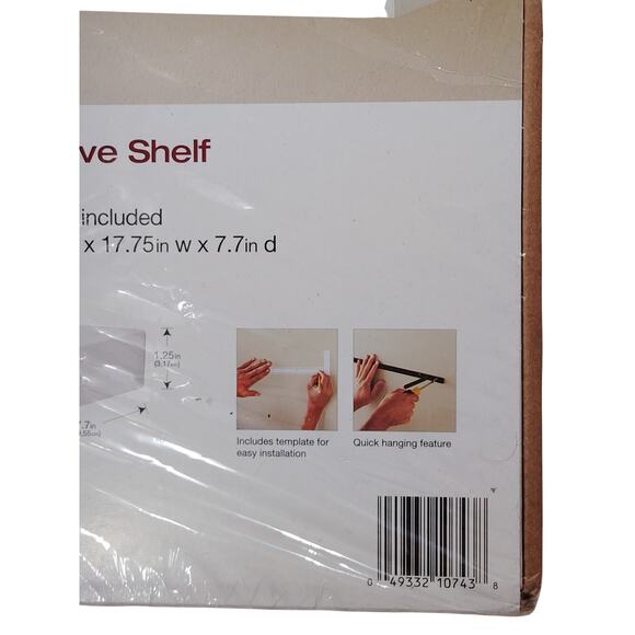 Slim Line Floating Shelf – 8" D x 18" L x 1¼" H, White MDF, Wall-Mount - Picture 3 of 6